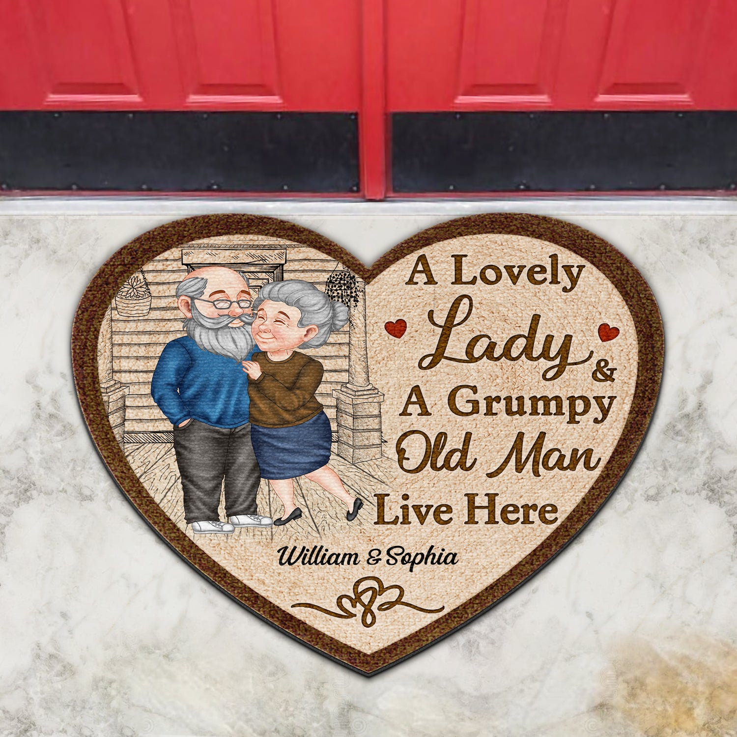 A Lovely Lady And A Grumpy Old Man Live Here - Gift For Couples - Personalized Custom Shaped Doormat