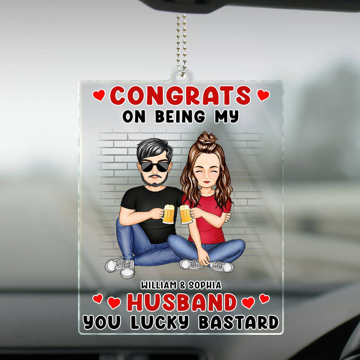 Félicitations pour ton mariage ! Cadeau d'anniversaire amusant pour couples et familles ! Cintre de voiture personnalisé en acrylique
