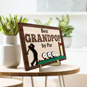 Best Dad By Par - Birthday, Loving Father Gift For Golf Lover, Golfer Papa - Personalized 2-Layered Wooden Plaque With Stand