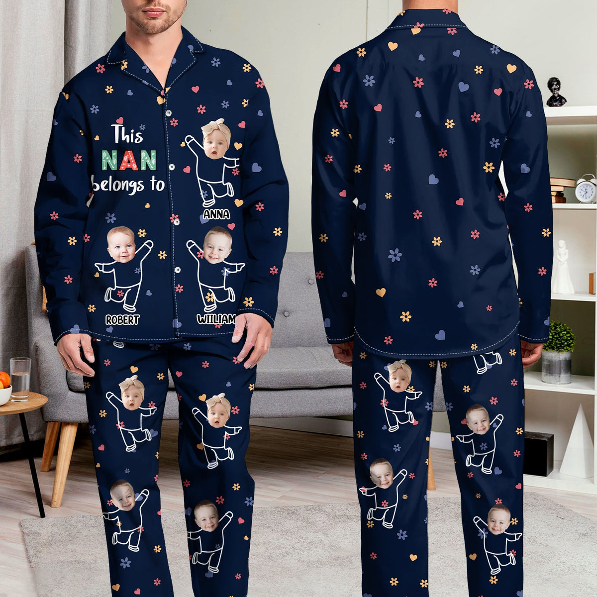 Custom Photo This Nana Belongs To - Birthday, Loving Gift For Mom, Grandma - Personalized Long Pajamas Set