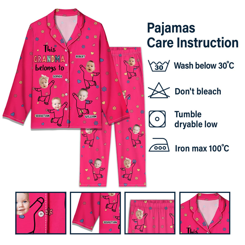 Custom Photo This Nana Belongs To - Birthday, Loving Gift For Mom, Grandma - Personalized Long Pajamas Set
