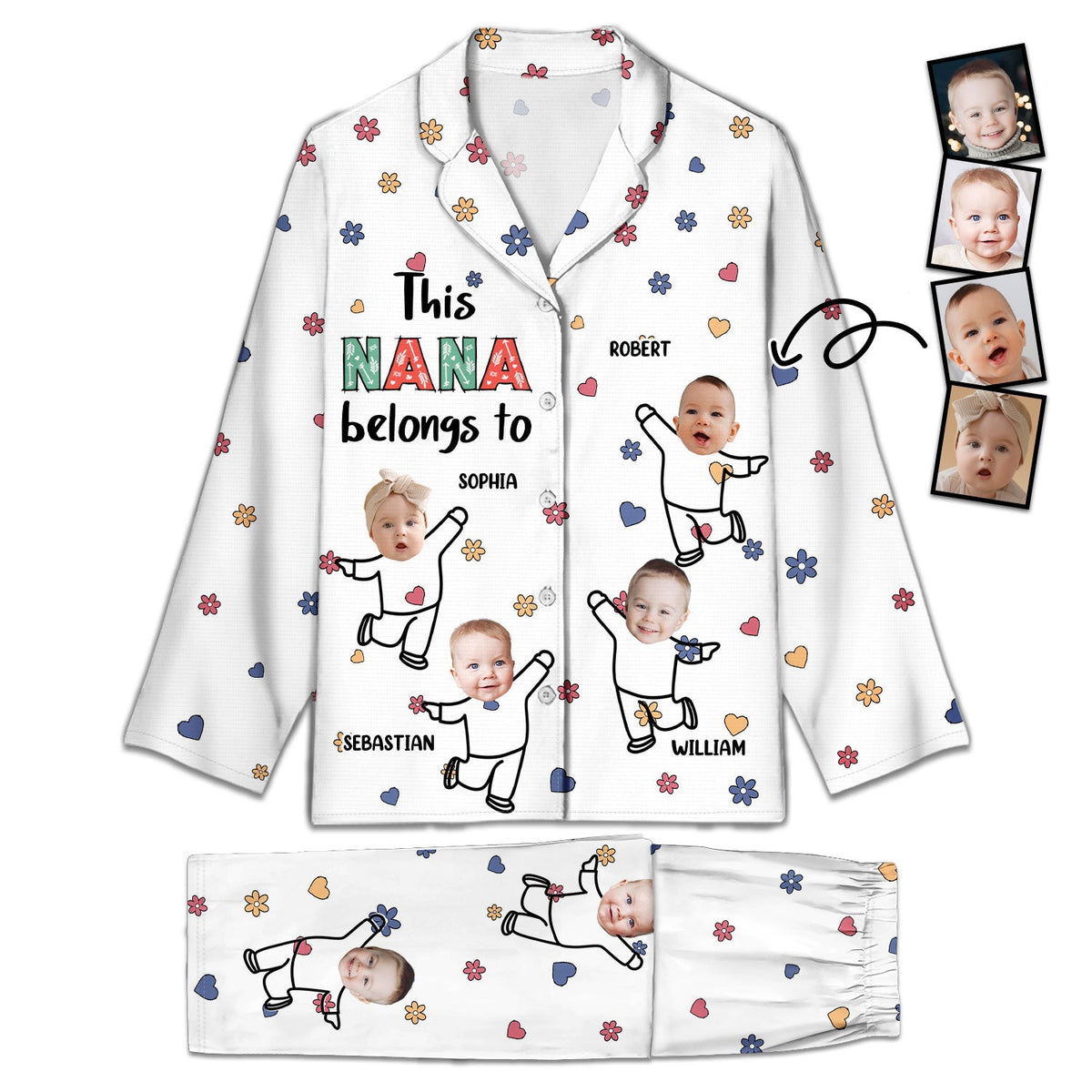 Custom Photo This Nana Belongs To - Birthday, Loving Gift For Mom, Grandma - Personalized Long Pajamas Set
