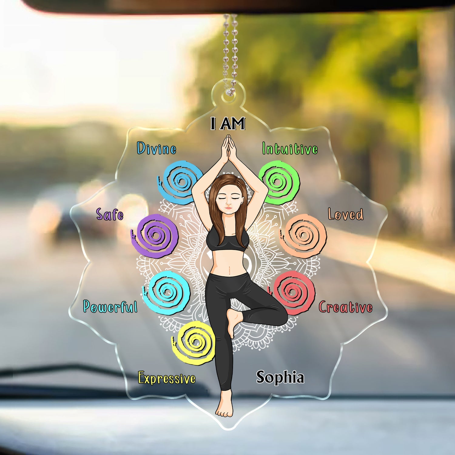 I Am Divine Intuitive Expressive Loved - Birthday, Loving Gift For Yourself, Women, Yoga Lovers - Personalized Acrylic Car Hanger