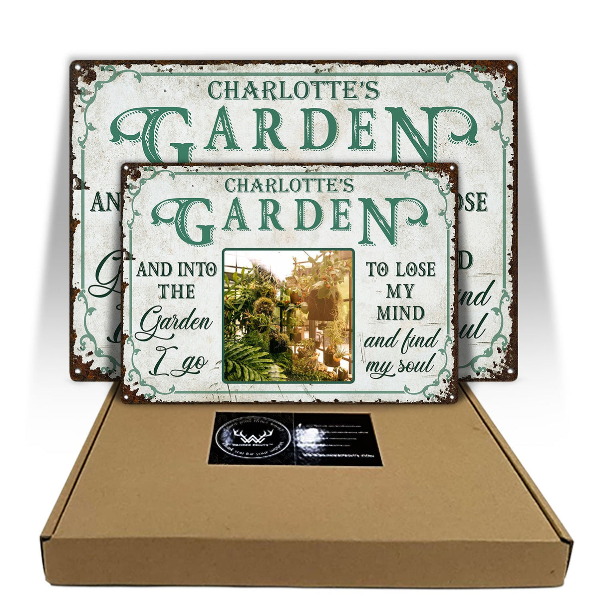 Custom Photo And Into The Garden I Go To - Outdoor Decor For Garden Lovers - Personalized Classic Metal Signs