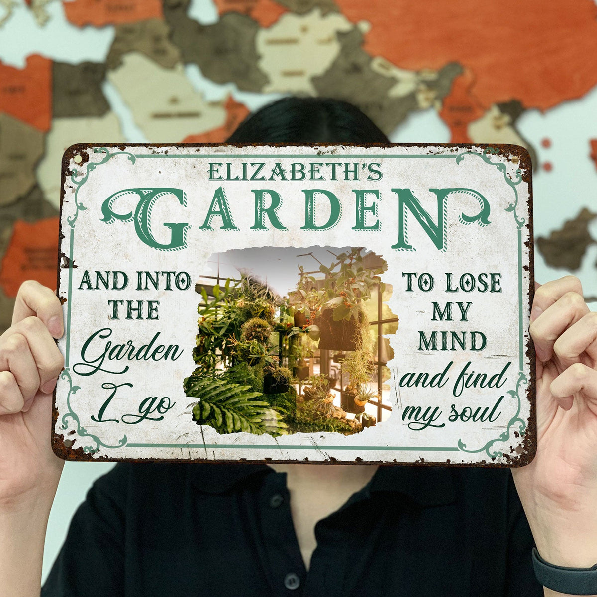 Custom Photo And Into The Garden I Go To - Outdoor Decor For Garden Lovers - Personalized Classic Metal Signs