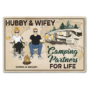 Partenaires de camping pour la vie - Cadeau pour couples et amoureux du camping - Paillasson personnalisé