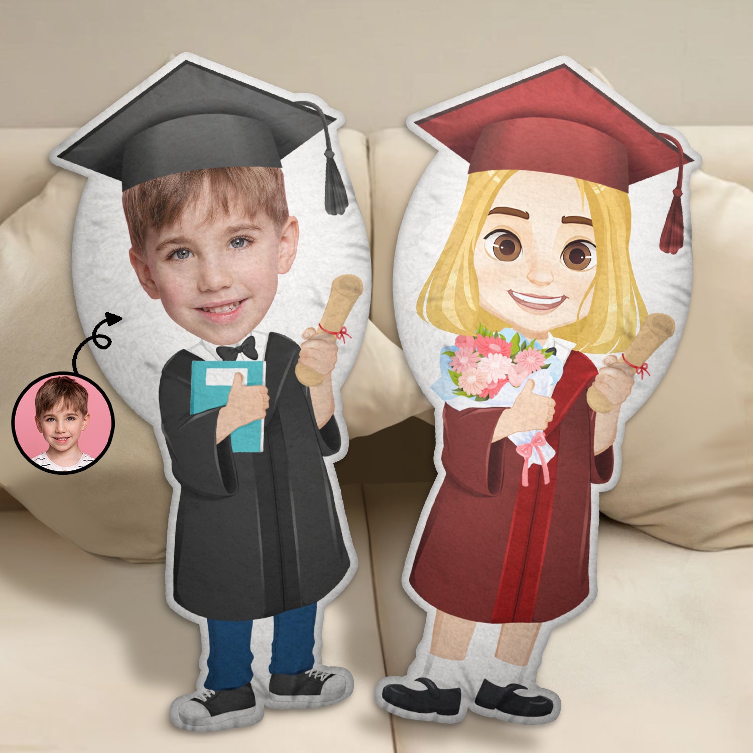 Custom Photo Happy Graduation Kids - Gift For Children, Grandkids - Personalized Custom Shaped Pillow