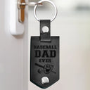 Custom Photo Dear Dad Thank You For Teaching Me - Birthday, Loving Gift For Baseball, Softball Father - Personalized Leather Photo Keychain