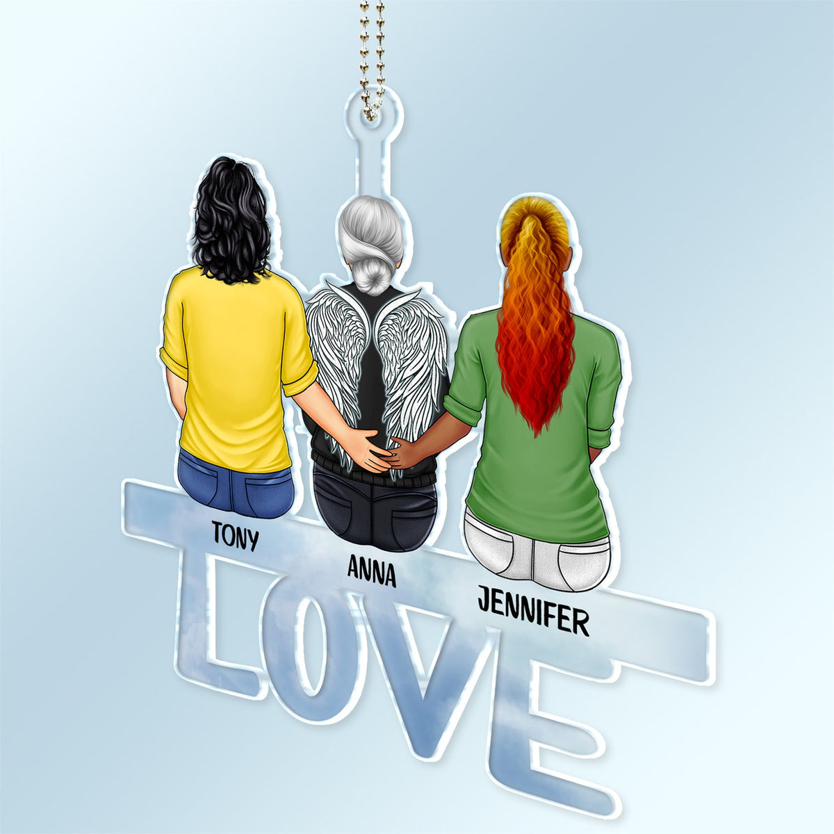 Love Family - Memorial Gift For Family, Friends, Siblings - Personalized Acrylic Car Hanger
