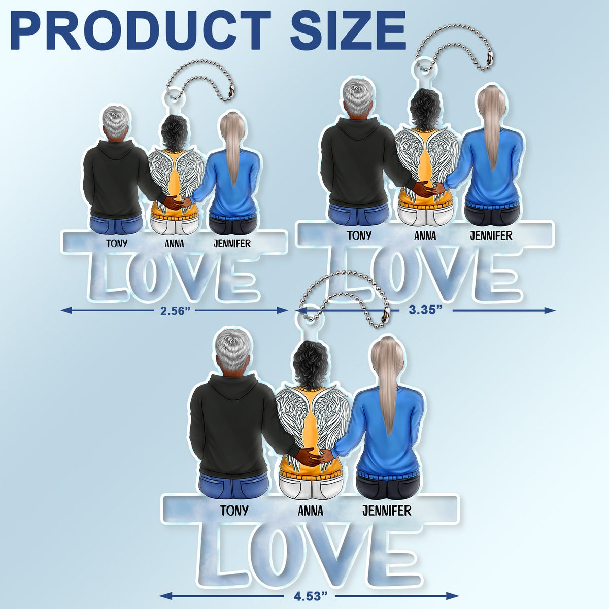 Love Family - Memorial Gift For Family, Friends, Siblings - Personalized Acrylic Car Hanger