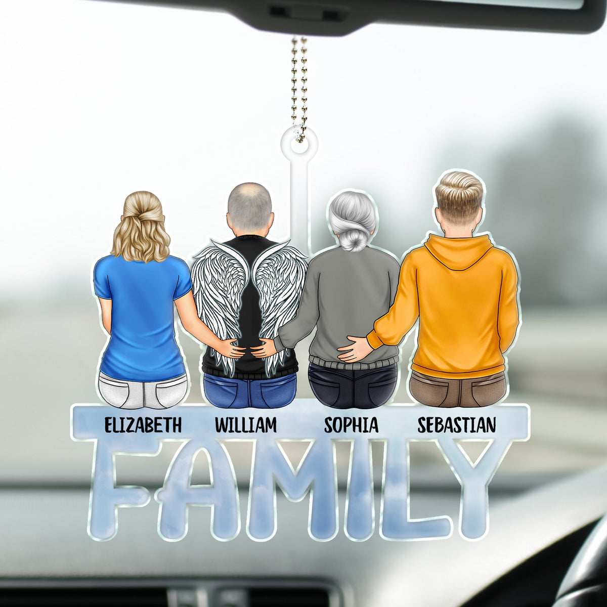 Love Family - Memorial Gift For Family, Friends, Siblings - Personalized Acrylic Car Hanger