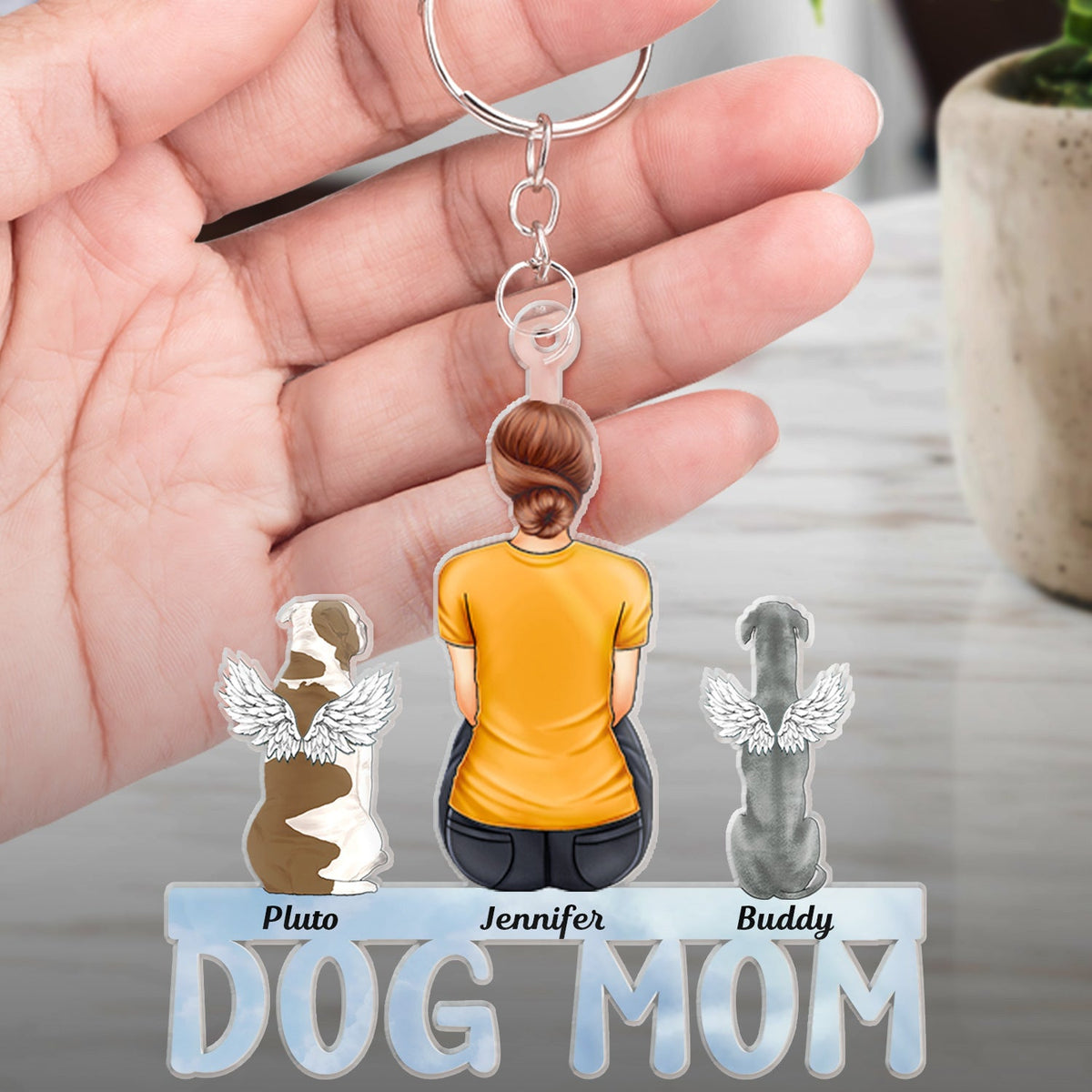 Dog Cat Mom Dad - Gift For Pet Lovers - Personalized Cutout Acrylic Keychain