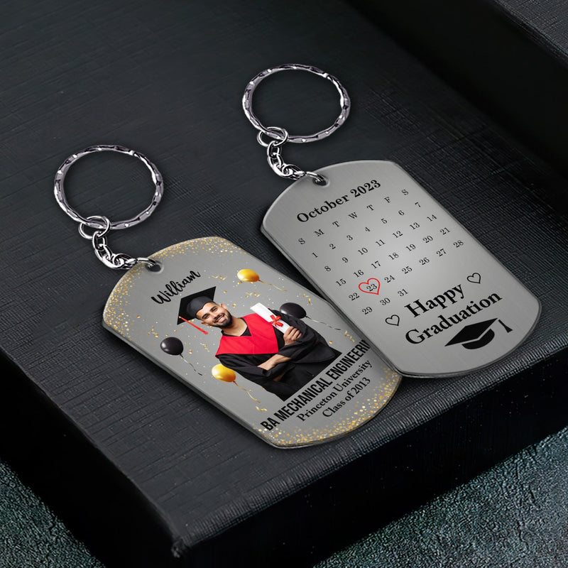 Custom Photo Happy Graduation - Graduation Gift For Friends, Family - Personalized Aluminum Keychain