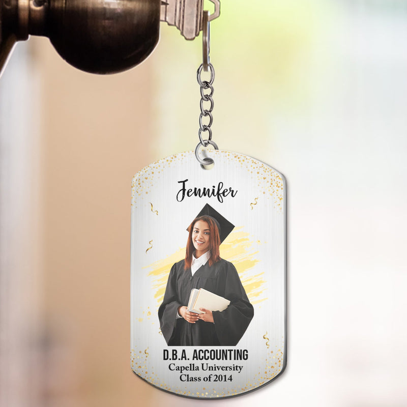 Custom Photo Happy Graduation - Graduation Gift For Friends, Family - Personalized Aluminum Keychain