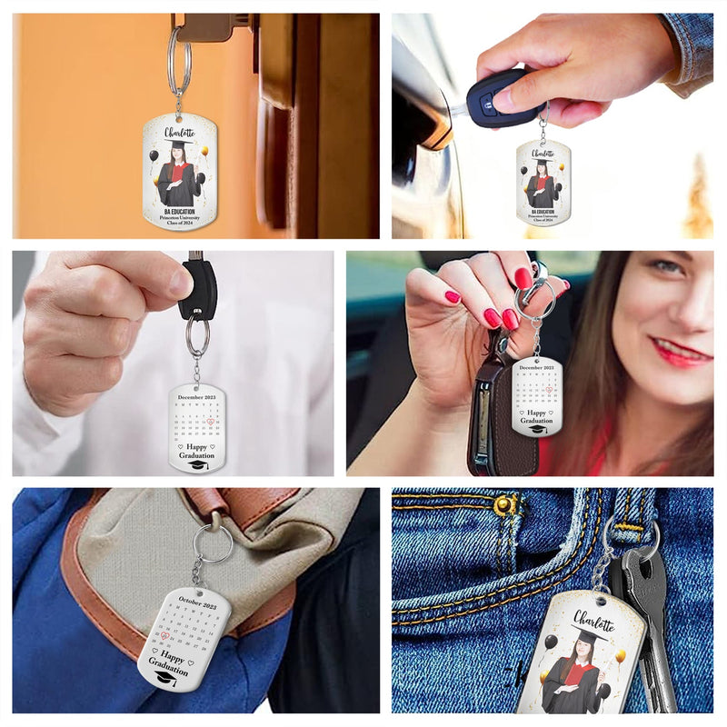 Custom Photo Happy Graduation - Graduation Gift For Friends, Family - Personalized Aluminum Keychain