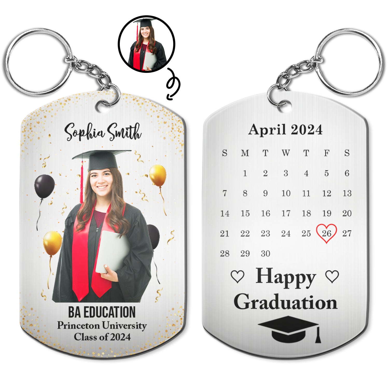 Custom Photo Happy Graduation - Graduation Gift For Friends, Family - Personalized Aluminum Keychain