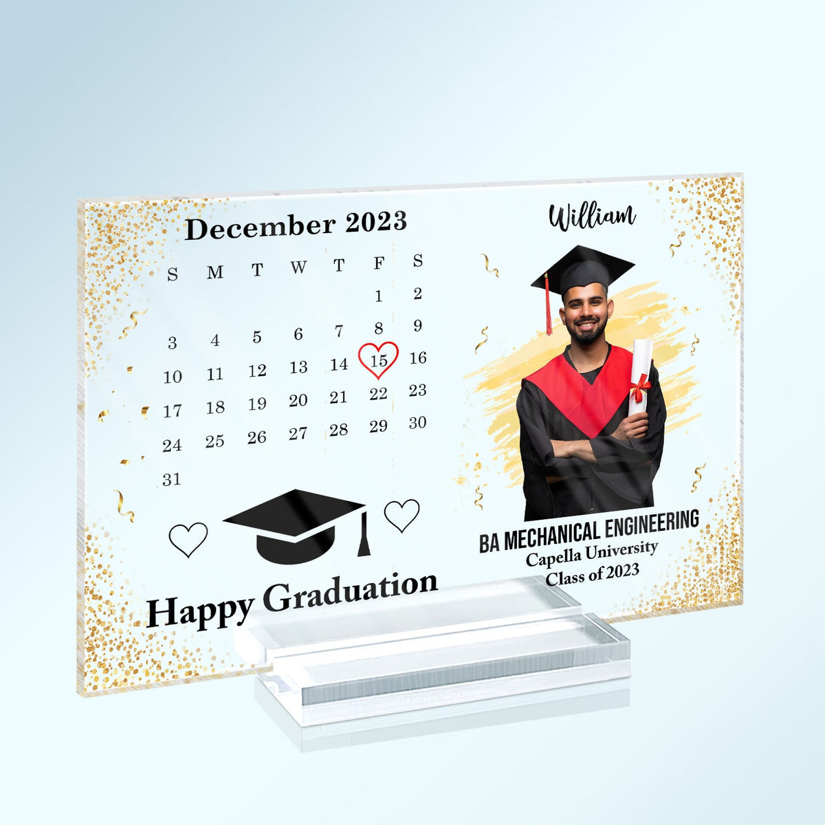 Custom Photo Happy Graduation - Graduation Gift For Friends, Family - Personalized Horizontal Rectangle Acrylic Plaque