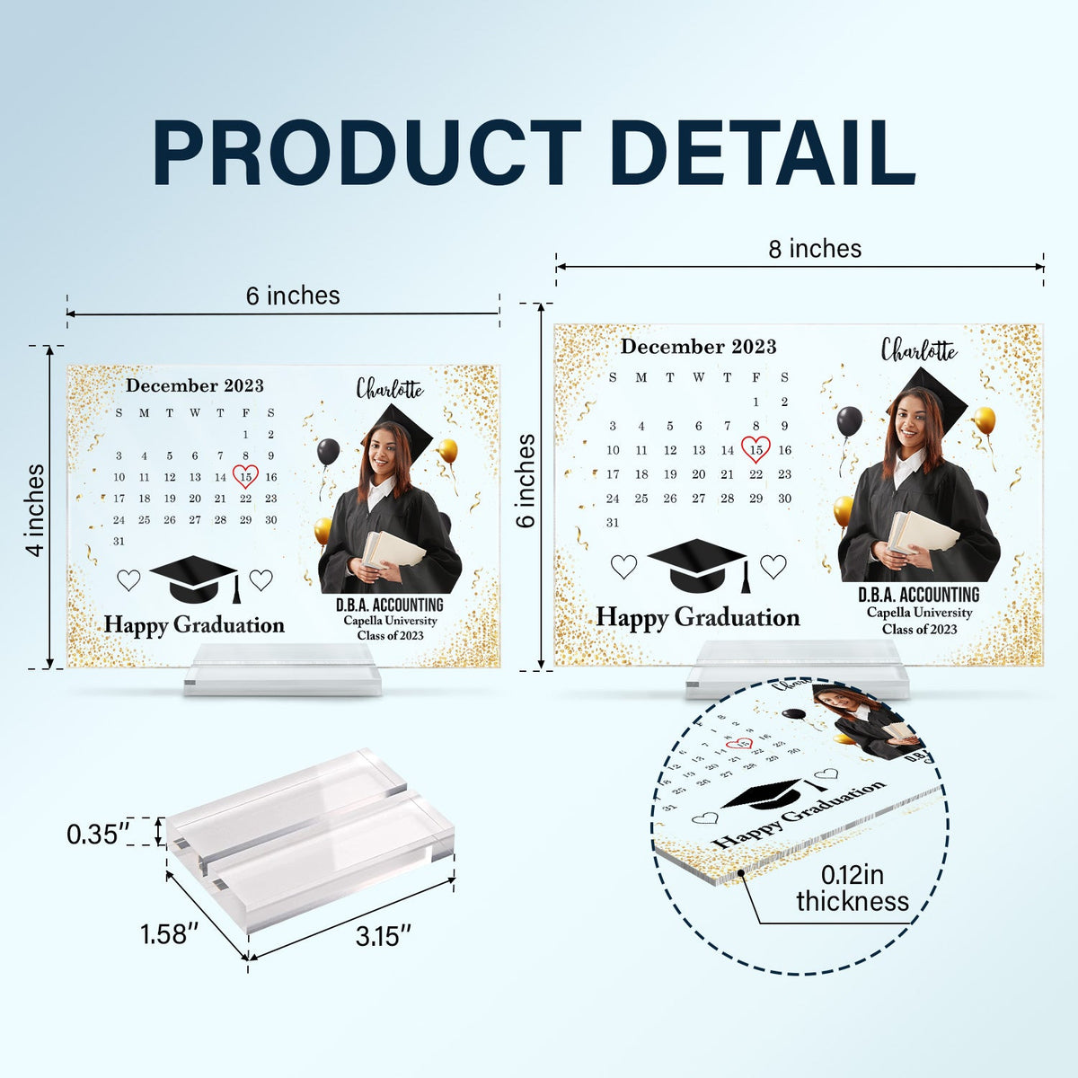 Custom Photo Happy Graduation - Graduation Gift For Friends, Family - Personalized Horizontal Rectangle Acrylic Plaque