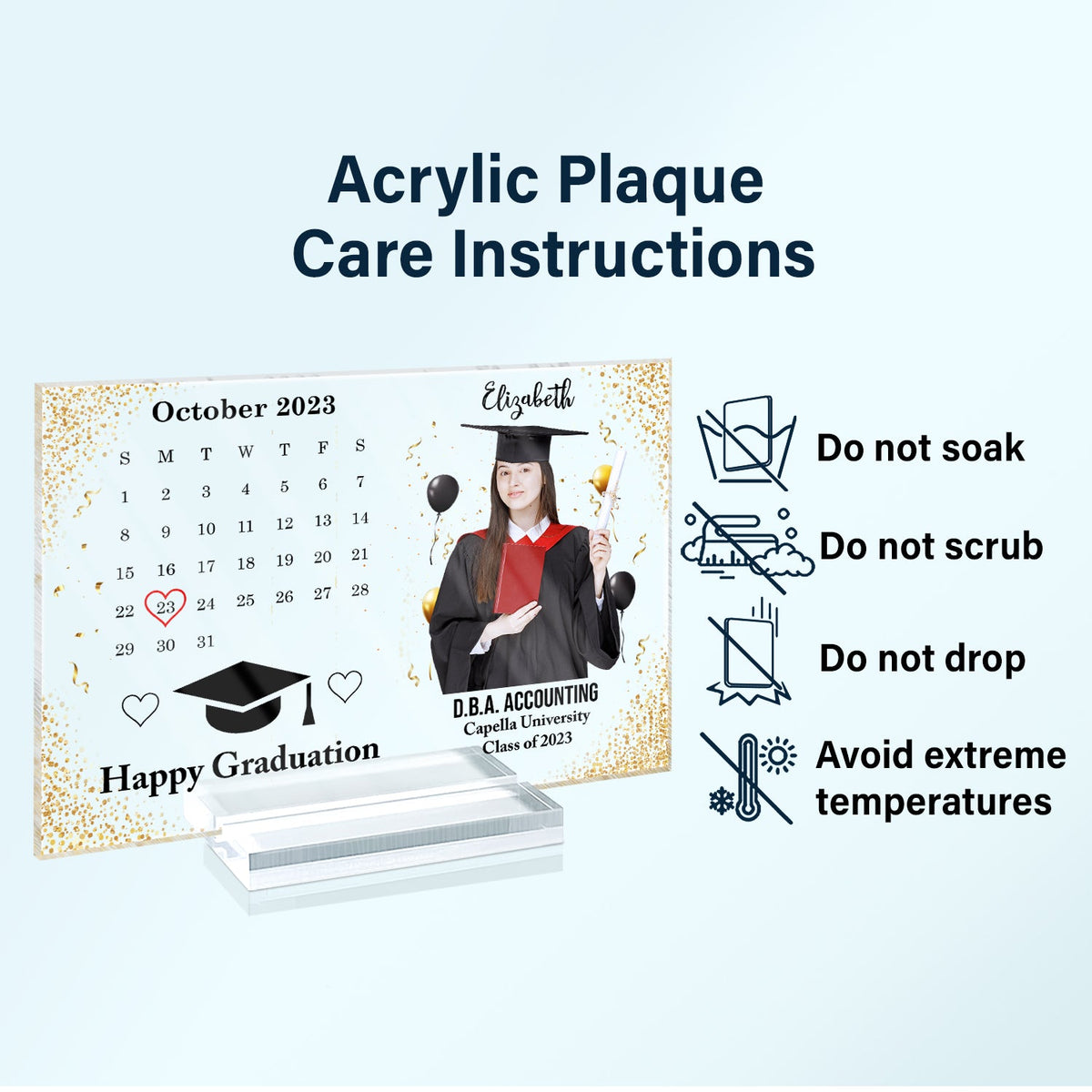 Custom Photo Happy Graduation - Graduation Gift For Friends, Family - Personalized Horizontal Rectangle Acrylic Plaque