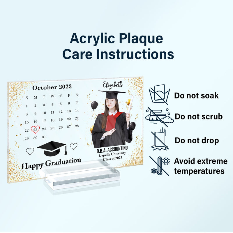 Custom Photo Happy Graduation - Graduation Gift For Friends, Family - Personalized Horizontal Rectangle Acrylic Plaque