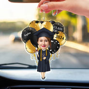 Photo personnalisée « Joyeuse remise de diplôme » – Cadeau pour amis et enfants – Cintre de voiture en acrylique personnalisé