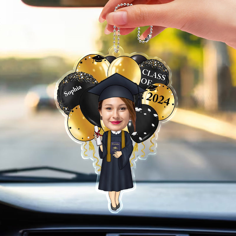 Custom Photo Happy Graduation - Gift For Friends, Children - Personalized Acrylic Car Hanger