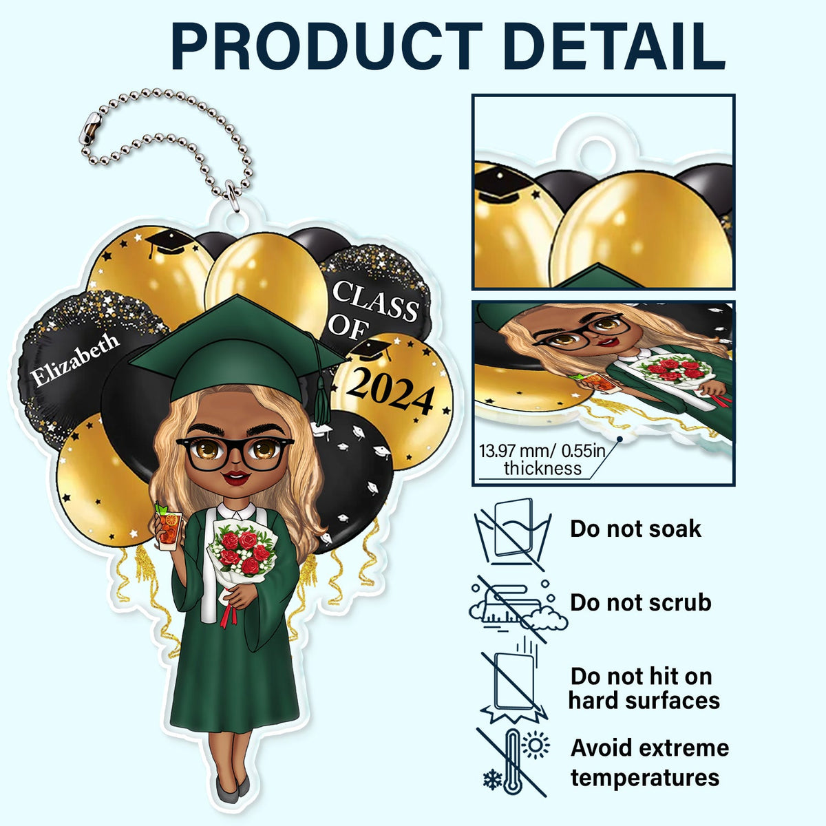 Custom Photo Happy Graduation - Gift For Friends, Children - Personalized Acrylic Car Hanger