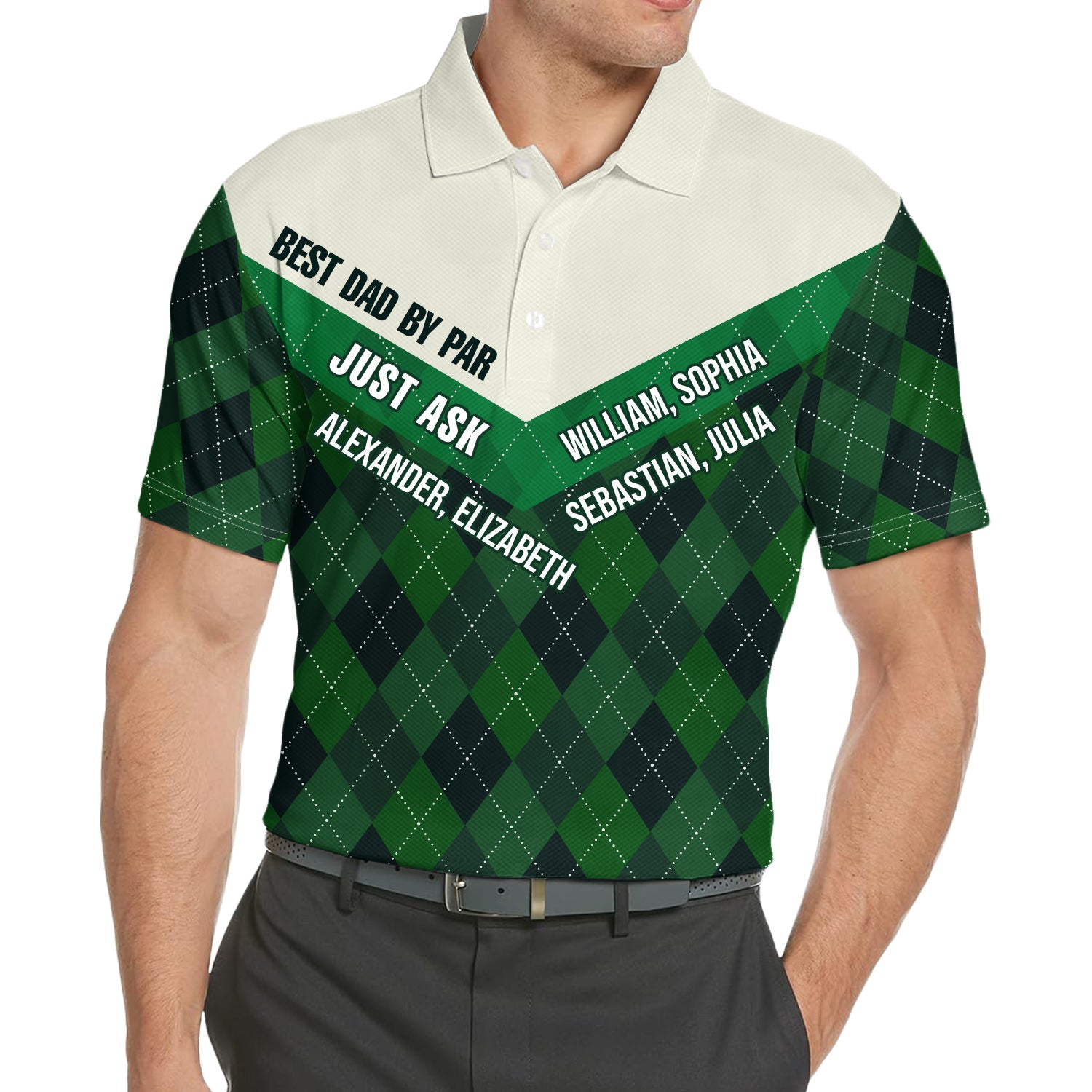 Best Dad By Par - Gift For Daddy, Papa, Grandpa, Father, Golfer - Personalized Polo Shirt