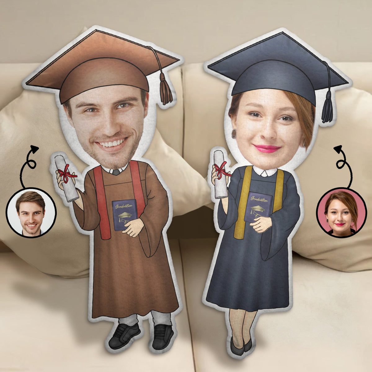 Custom Photo Happy Graduation - Gift For Friends, Children - Personalized Custom Shaped Pillow