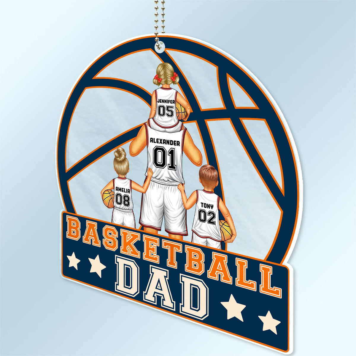 Papa basketteur - Cadeau d'anniversaire, cadeau d'amour pour fan de sport, papa, père - Cintre de voiture en acrylique personnalisé