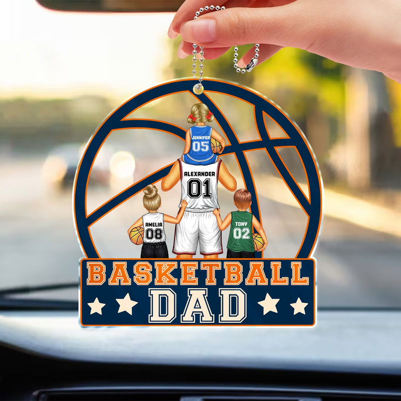 Papa basketteur - Cadeau d'anniversaire, cadeau d'amour pour fan de sport, papa, père - Cintre de voiture en acrylique personnalisé