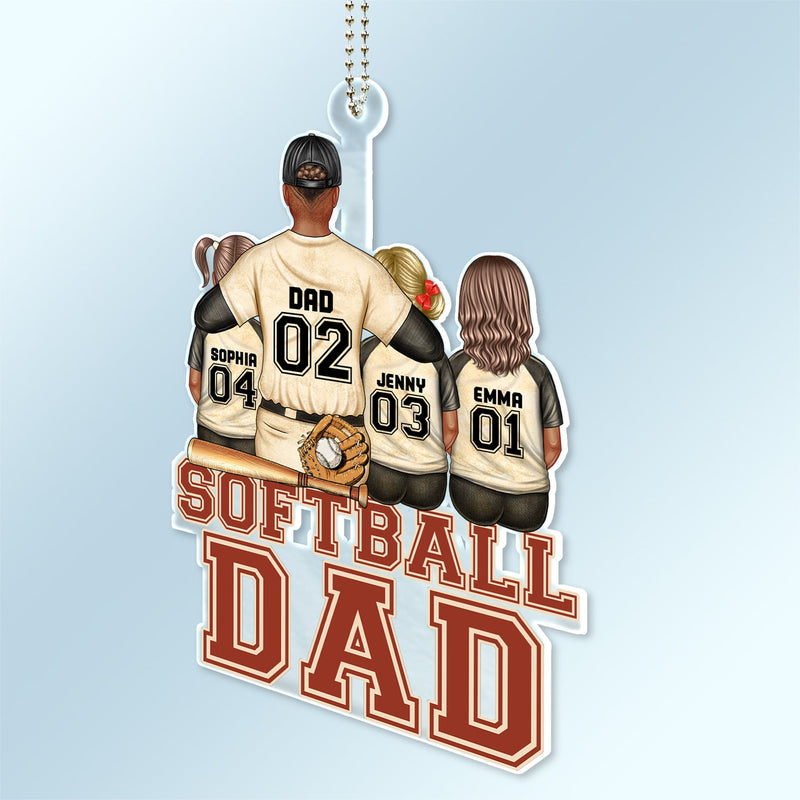 Baseball Softball Dad - Birthday, Loving Gift For Sport Fan, Dad, Father - Personalized Acrylic Car Hanger