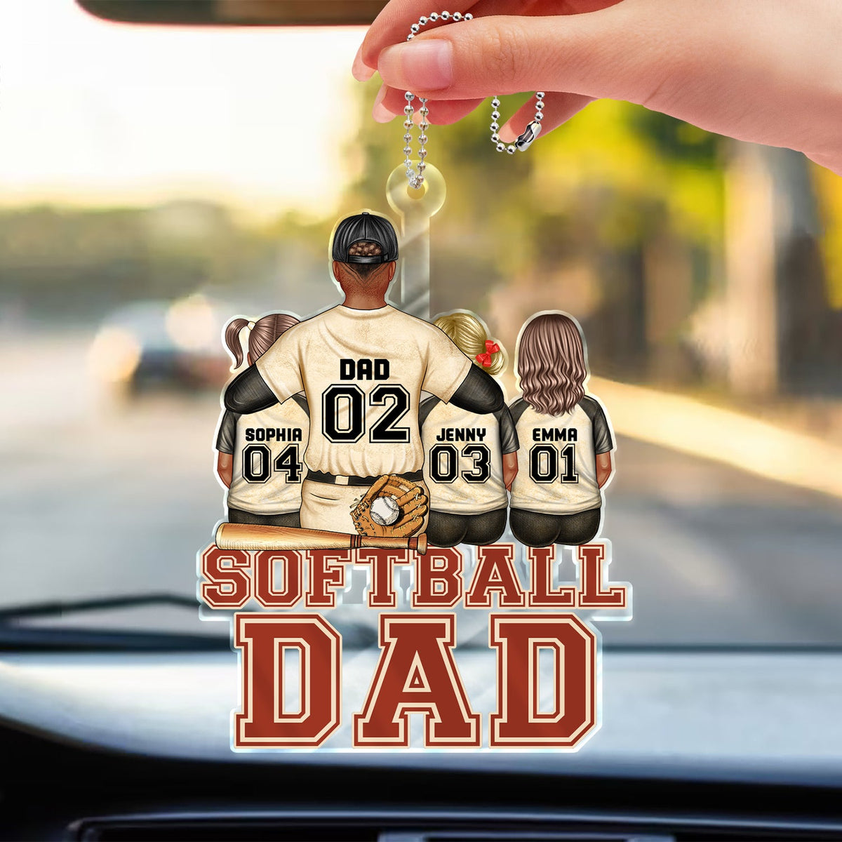 Baseball Softball Dad - Birthday, Loving Gift For Sport Fan, Dad, Father - Personalized Acrylic Car Hanger