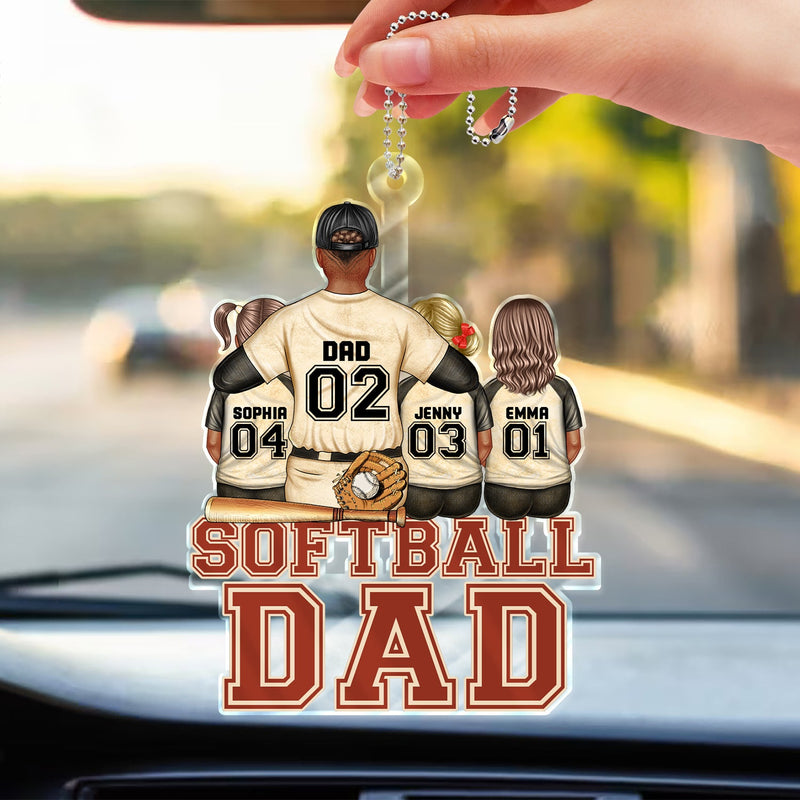 Baseball Softball Dad - Birthday, Loving Gift For Sport Fan, Dad, Father - Personalized Acrylic Car Hanger