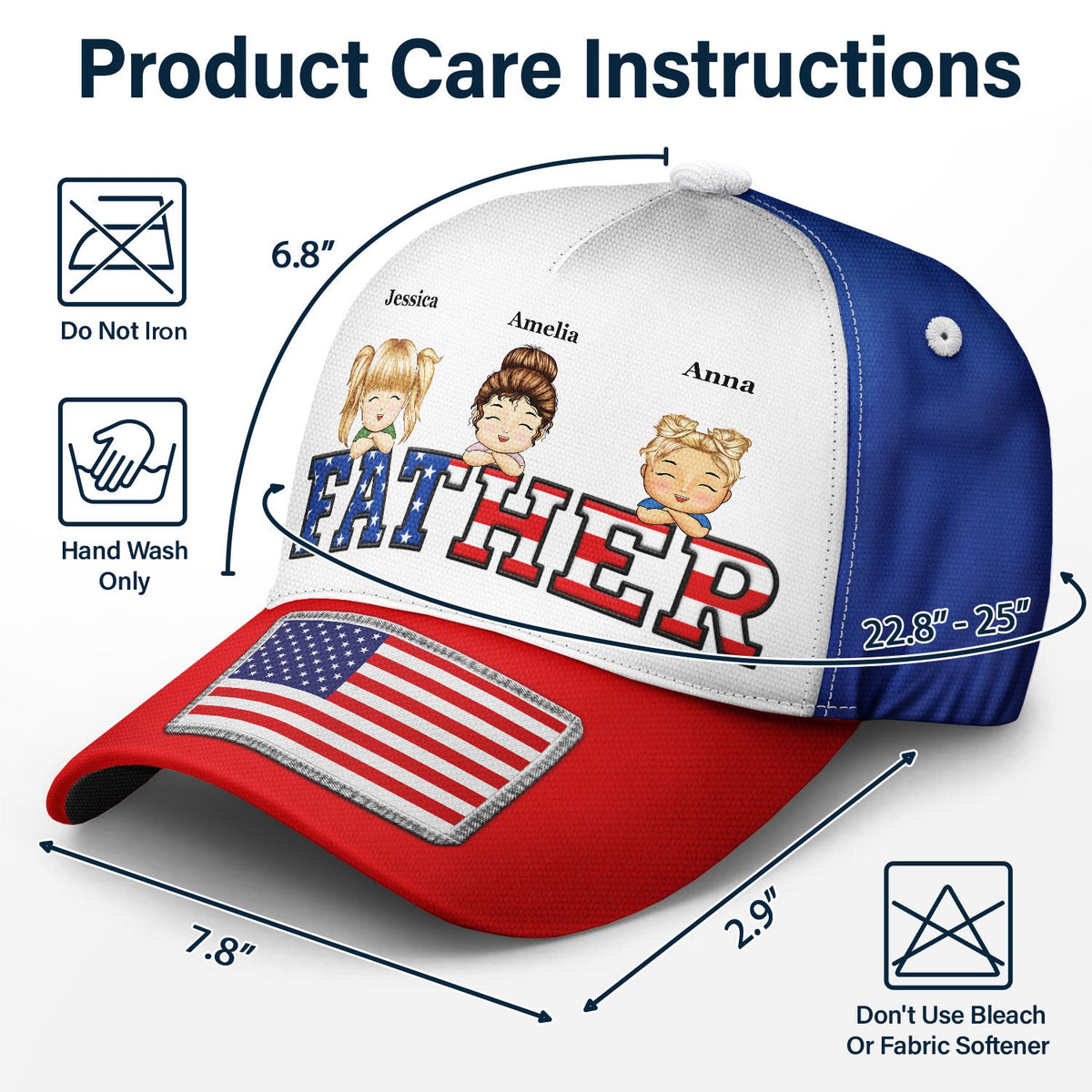 Daddy Papa Stars And Stripes - Gift For Father, Grandpa, Grandfather - Personalized Classic Cap