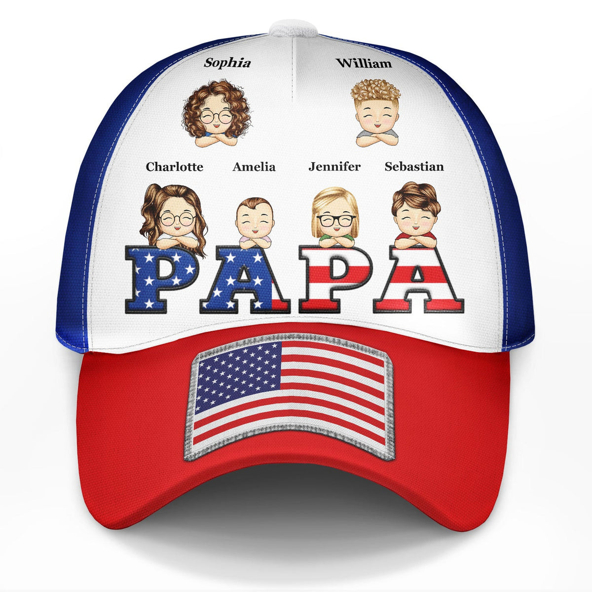 Daddy Papa Stars And Stripes - Gift For Father, Grandpa, Grandfather - Personalized Classic Cap