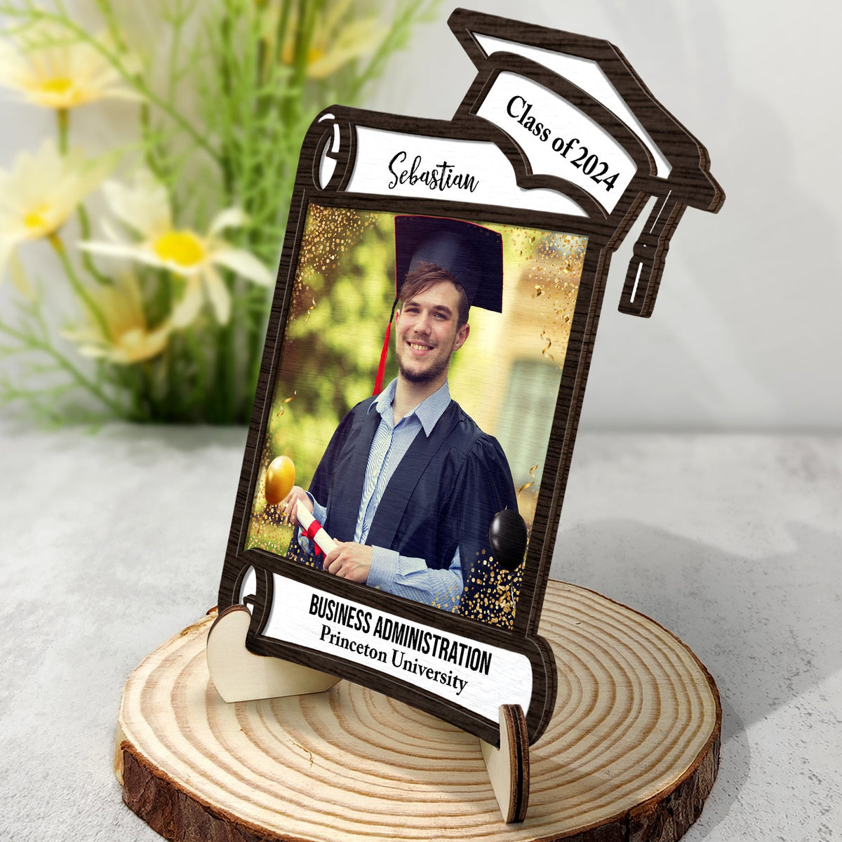 Custom Photo Graduation Appreciation - Graduation Gift For Friends, Family - Personalized 2-Layered Wooden Plaque With Stand