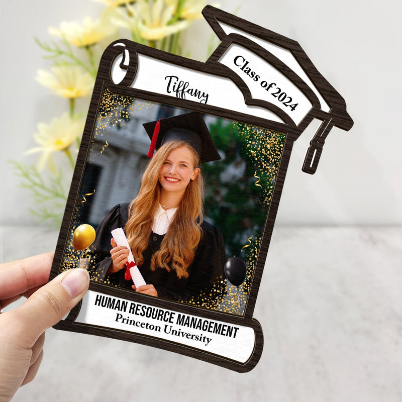 Custom Photo Graduation Appreciation - Graduation Gift For Friends, Family - Personalized 2-Layered Wooden Plaque With Stand