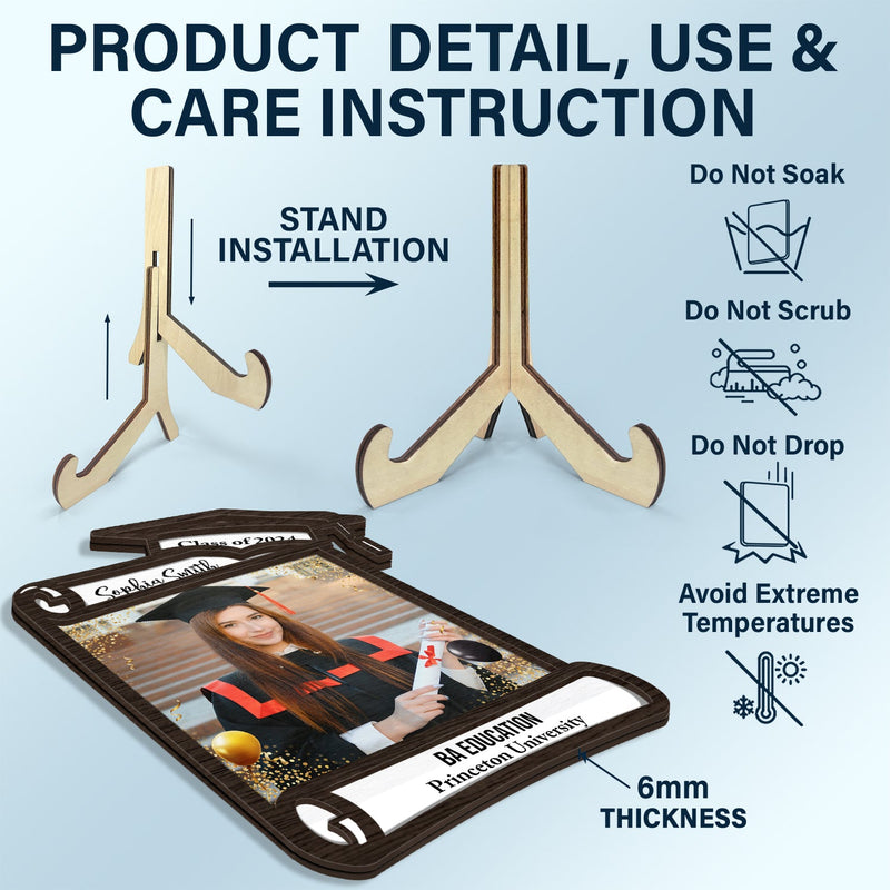 Custom Photo Graduation Appreciation - Graduation Gift For Friends, Family - Personalized 2-Layered Wooden Plaque With Stand