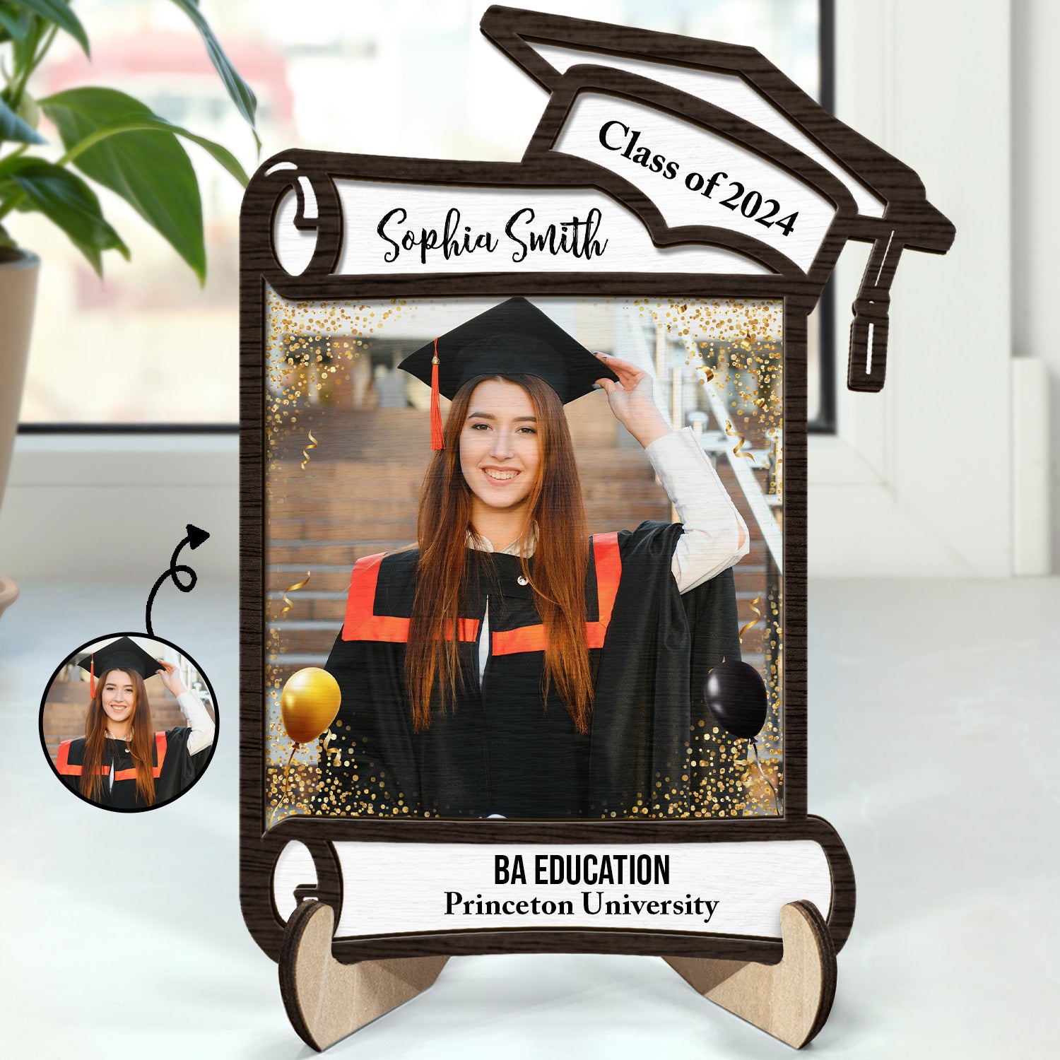 Custom Photo Graduation Appreciation - Graduation Gift For Friends, Family - Personalized 2-Layered Wooden Plaque With Stand