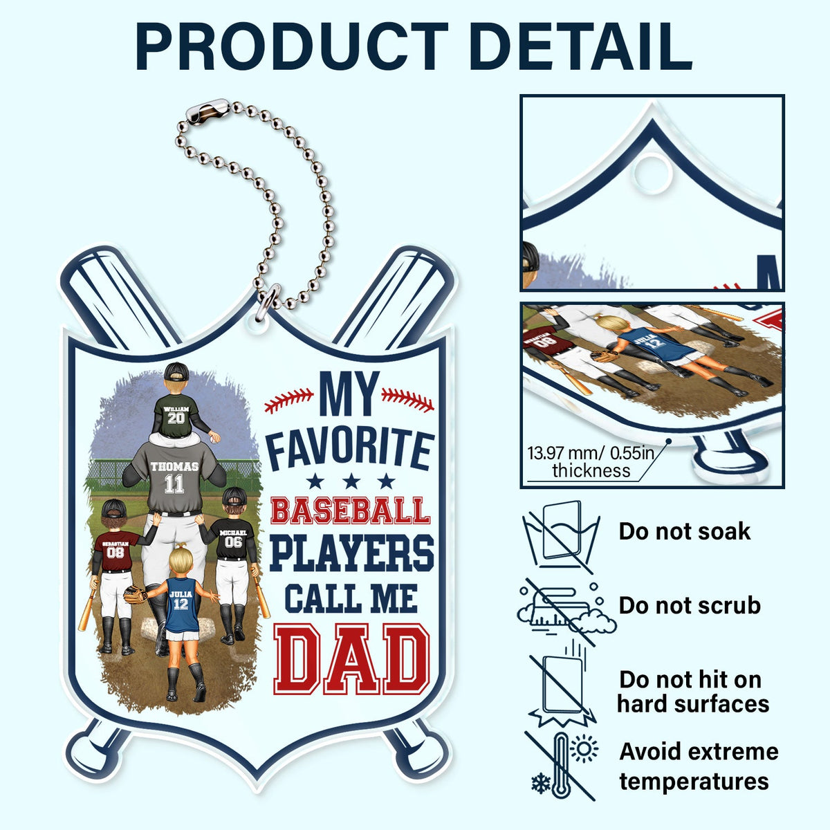 My Favorite Baseball Player Calls Me Dad - Gift For Father, Sport Fans - Personalized Acrylic Car Hanger