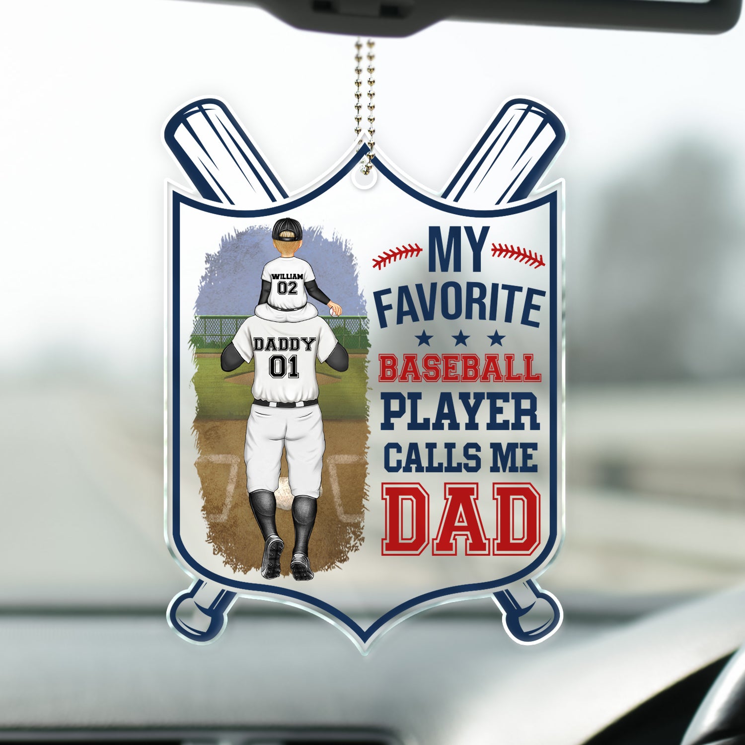 My Favorite Baseball Player Calls Me Dad - Gift For Father, Sport Fans - Personalized Acrylic Car Hanger