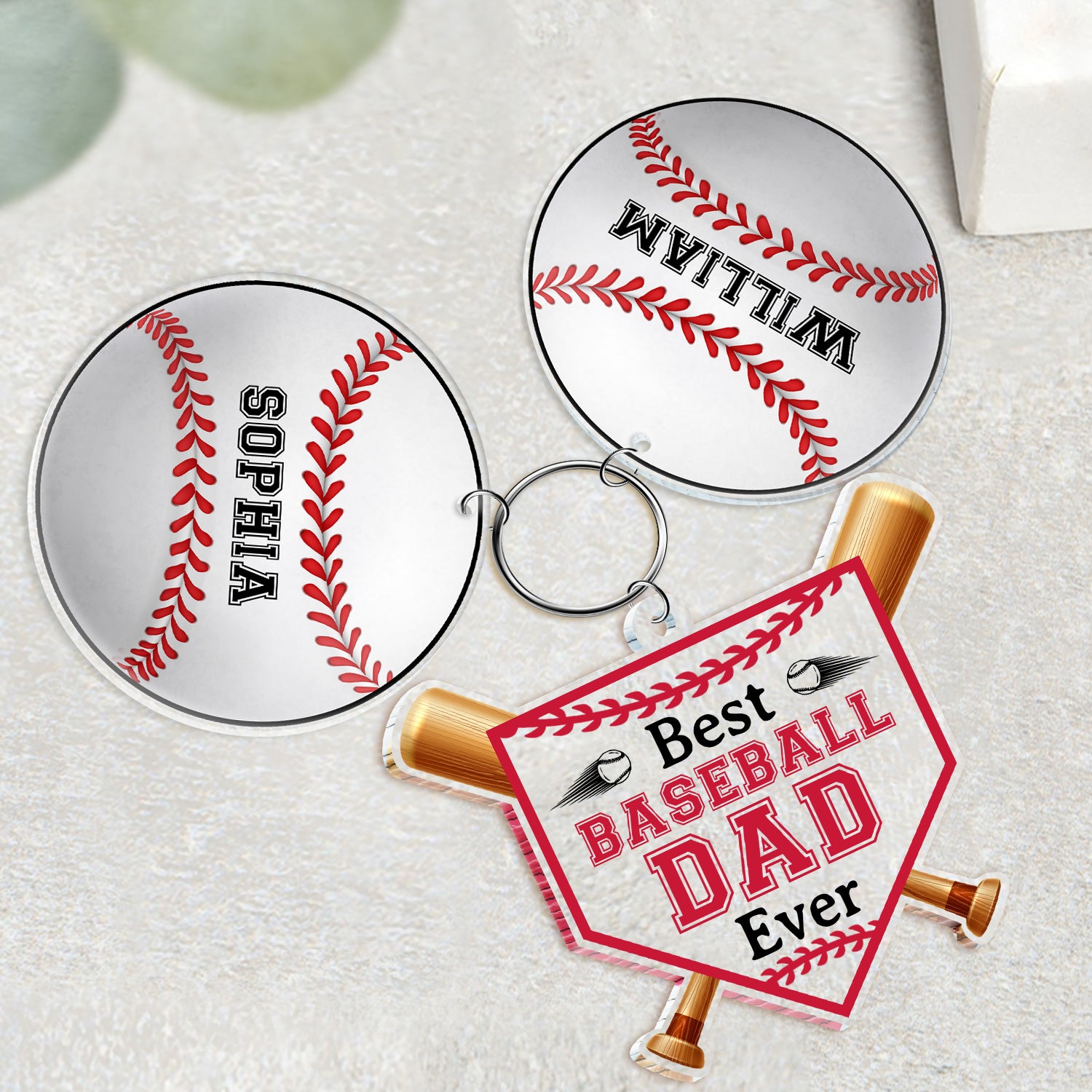 Best Baseball Dad Ever - Gift For Dad, Father, Baseball, Softball Fans - Personalized Acrylic Tag Keychain