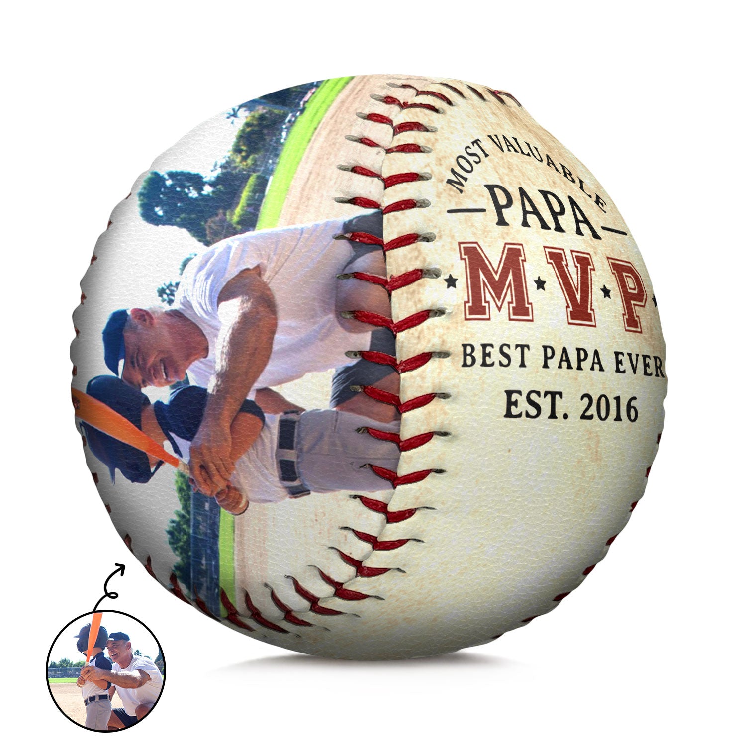 Custom Photo MVP Most Valuable Papa - Gift For Dad, Father, Grandpa, Sport Fans - Personalized Baseball, Softball