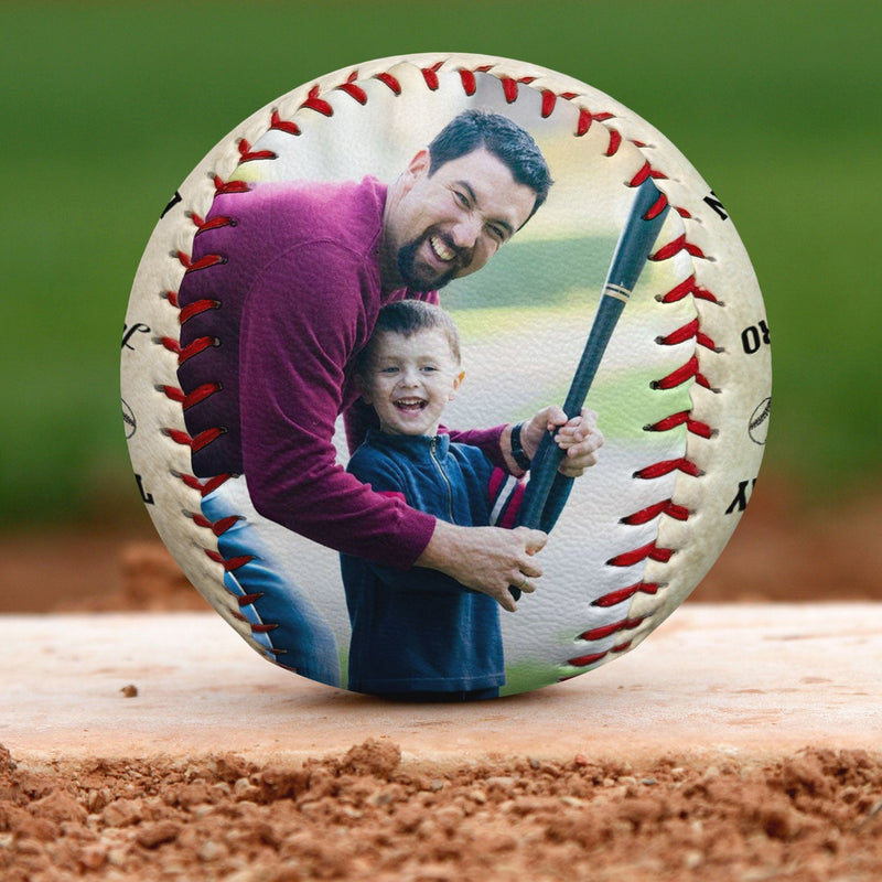Custom Photo Dear Dad Thank You For Teaching Me - Gift For Dad, Father, Grandpa, Sport Fans - Personalized Baseball, Softball