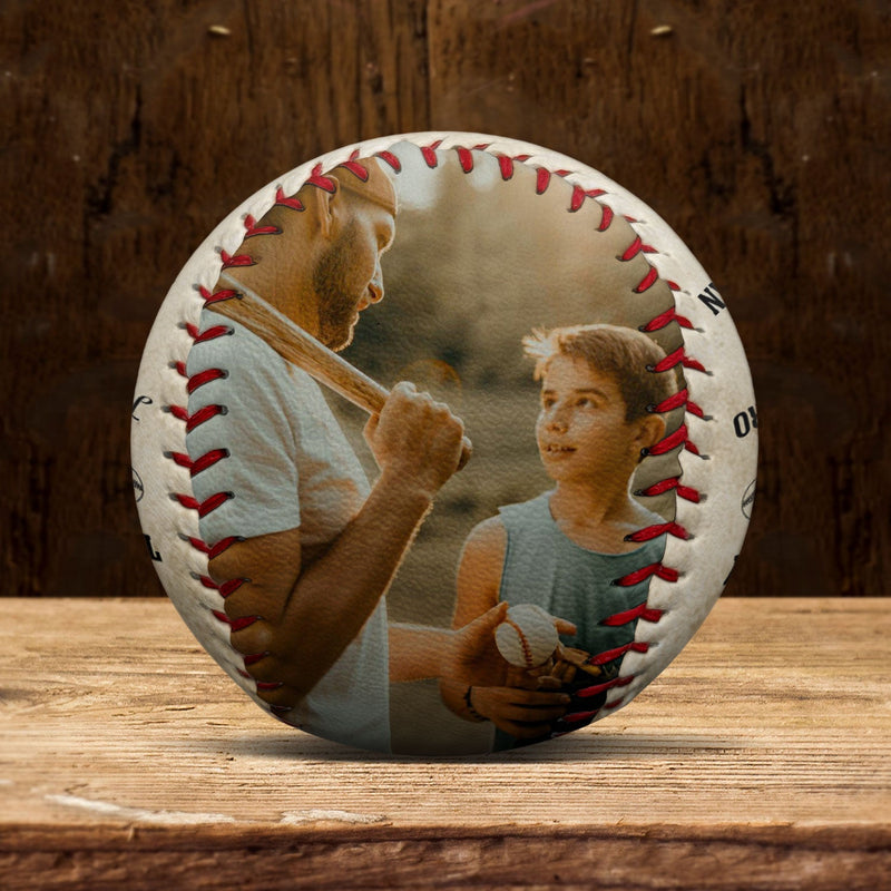Custom Photo Dear Dad Thank You For Teaching Me - Gift For Dad, Father, Grandpa, Sport Fans - Personalized Baseball, Softball