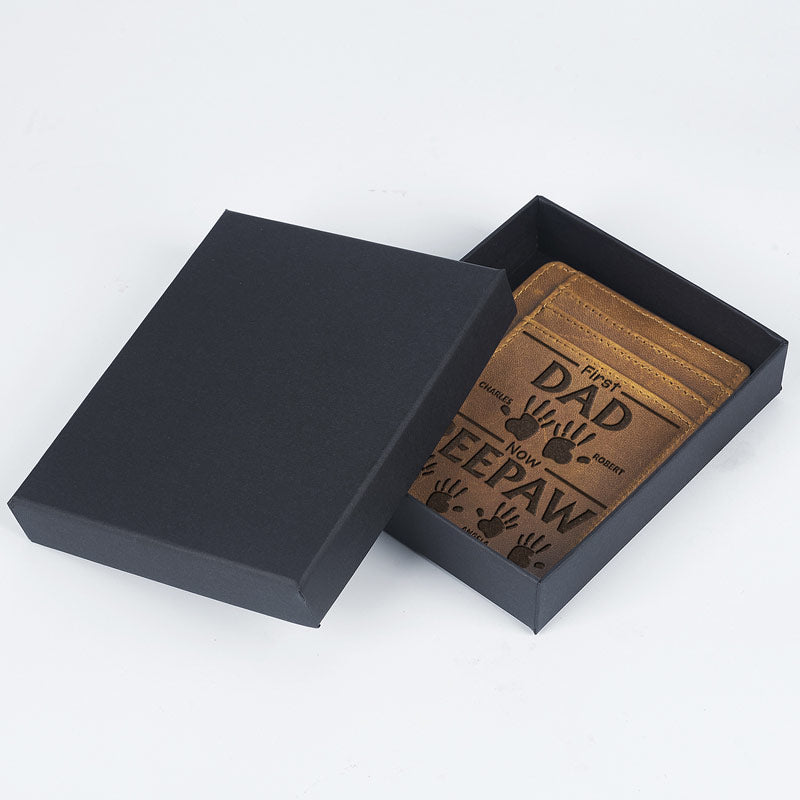 First Dad Now Grandpa Handprints - Personalized Card Wallet