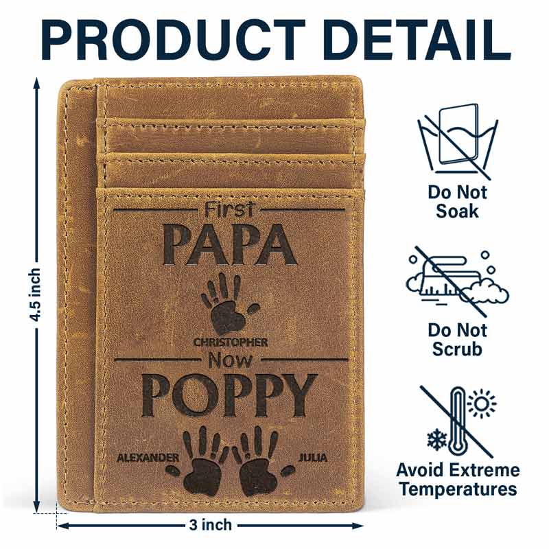 First Dad Now Grandpa Handprints - Personalized Card Wallet