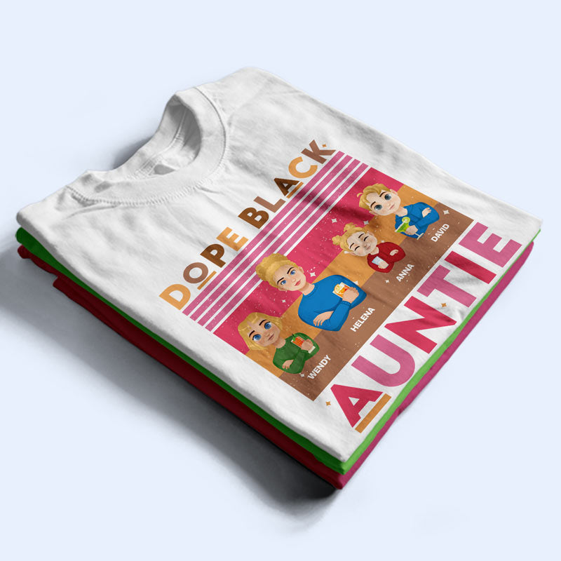 Dope Black Auntie Hot Pink Retro - Personalized T Shirt