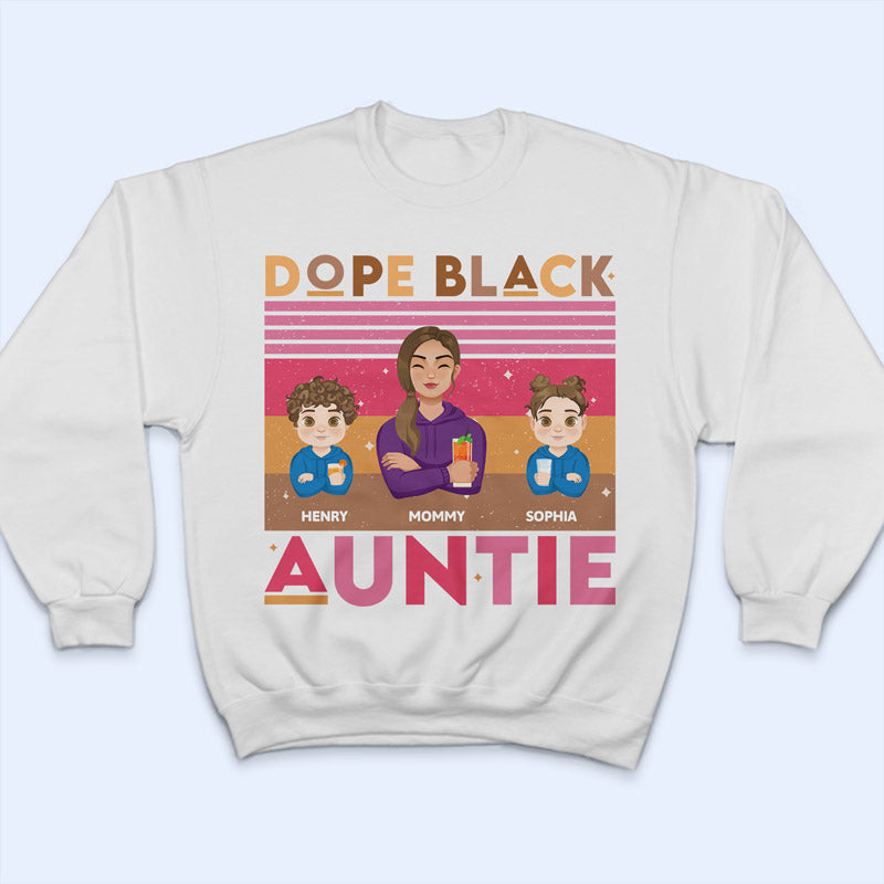 Dope Black Auntie Hot Pink Retro - Personalized T Shirt